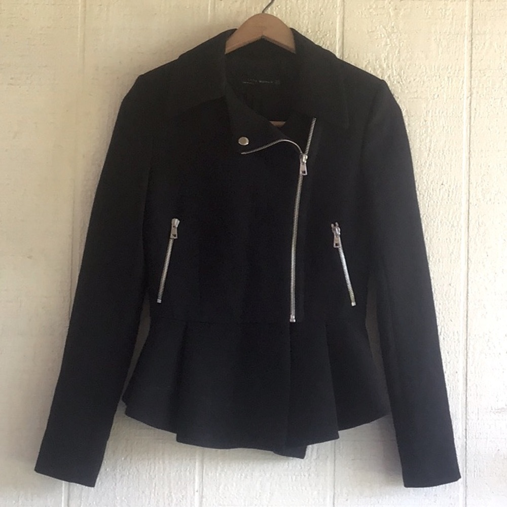Zara peplum zipper moto blazer jacket